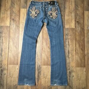 Miss Me Bootcut Jeans Women's Size 27 x 33 Blue Low Rise Rhinestone Embellished
